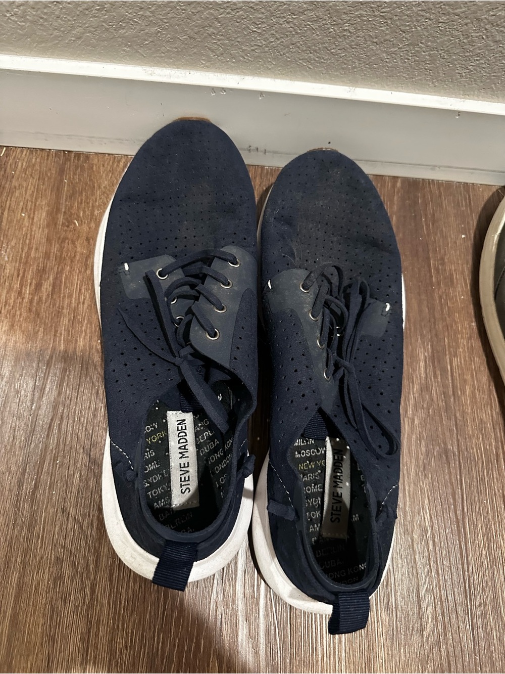 Steve Madden Navy Perforated Lace-Up Sneakers